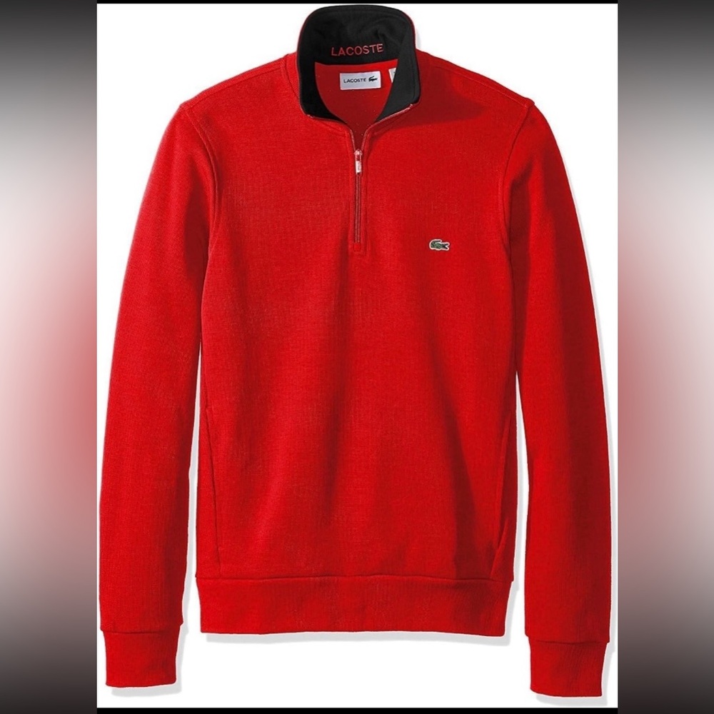 Y2K Lacoste 1/4 Zip Lightweight Sweatshirt Men Sz 5 Red/Navy Blue Excellent cond